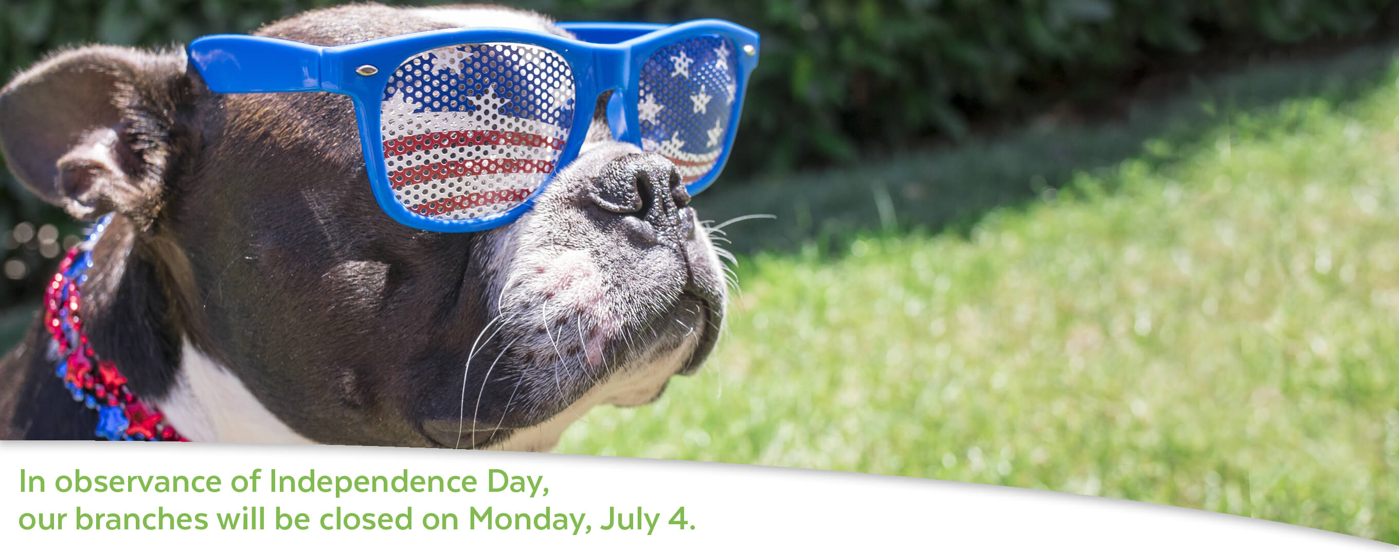 In observance of Independence Day, our branches will be closed on Monday, July 4
