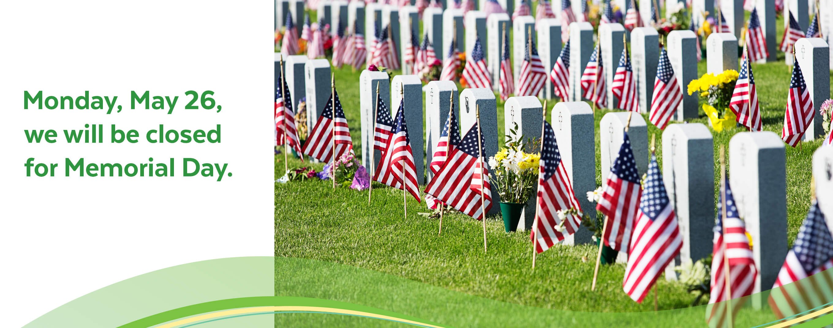 Memorial Day Closure Banner