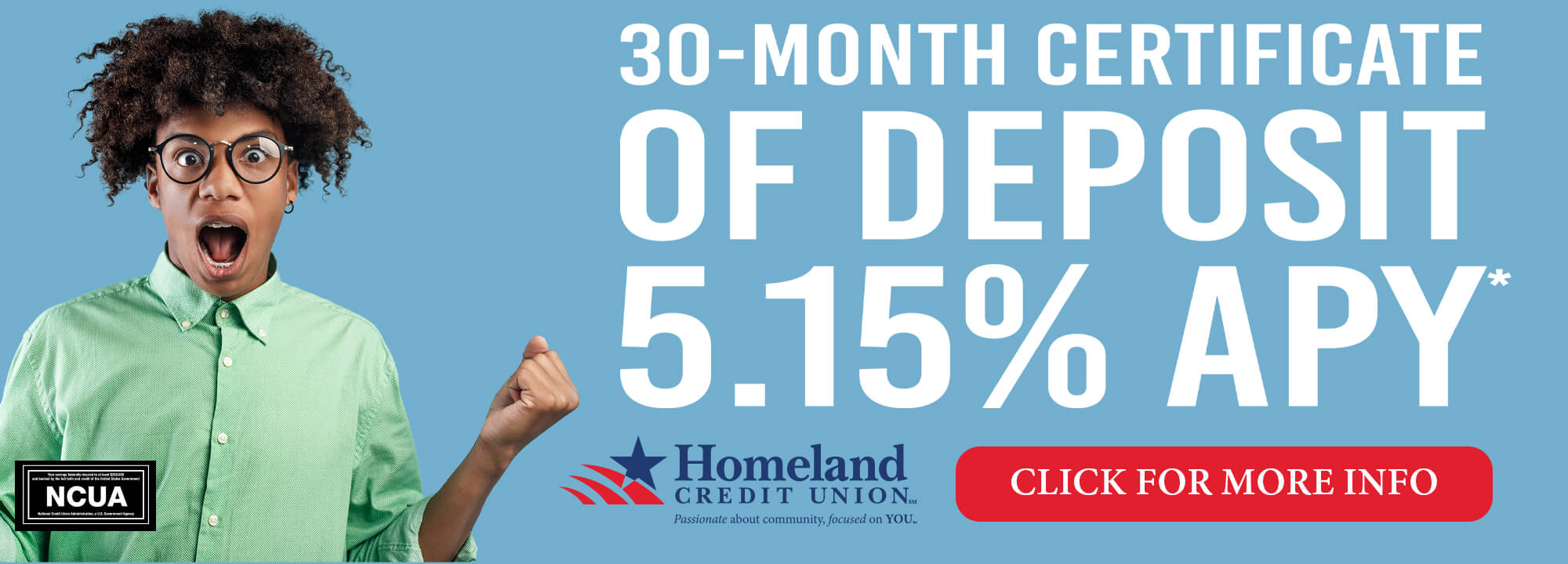 30-month certificate of deposit 5.15% APY*. *Click for more info