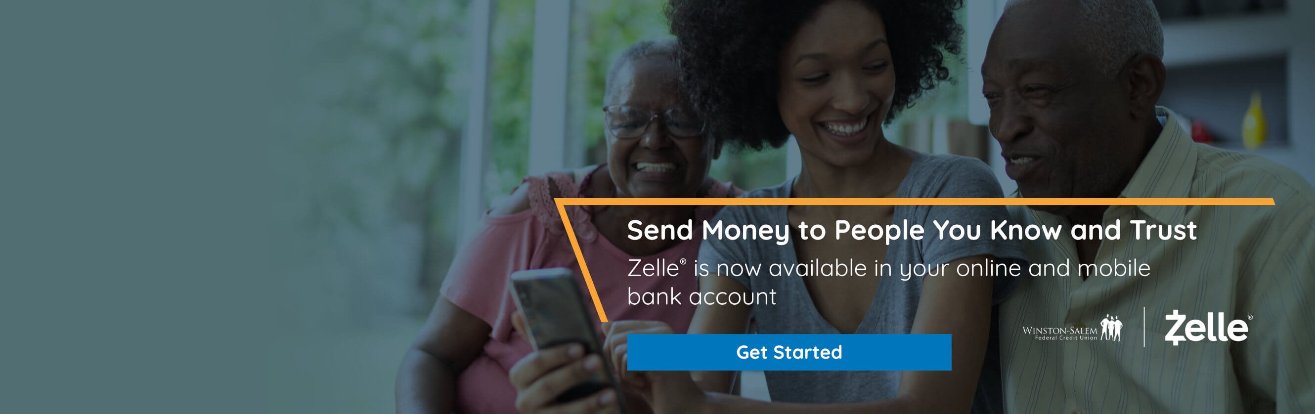 Zelle is now available in your online and mobile banking account. Get Started.