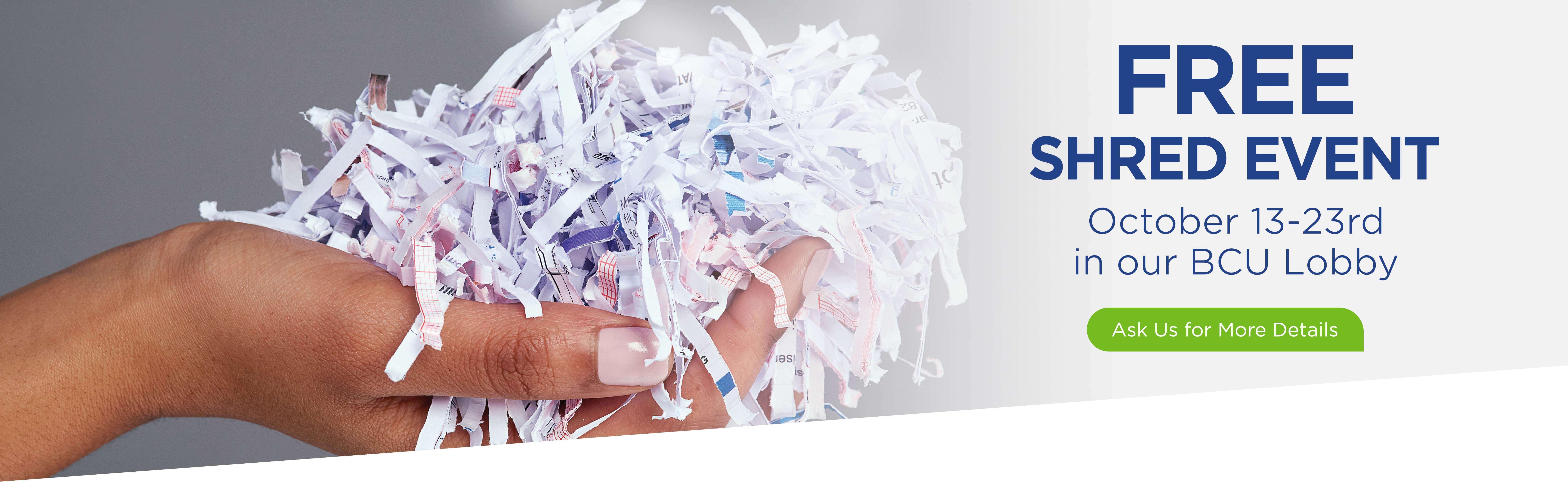 Shred confidential papers at BCU from October 13-23