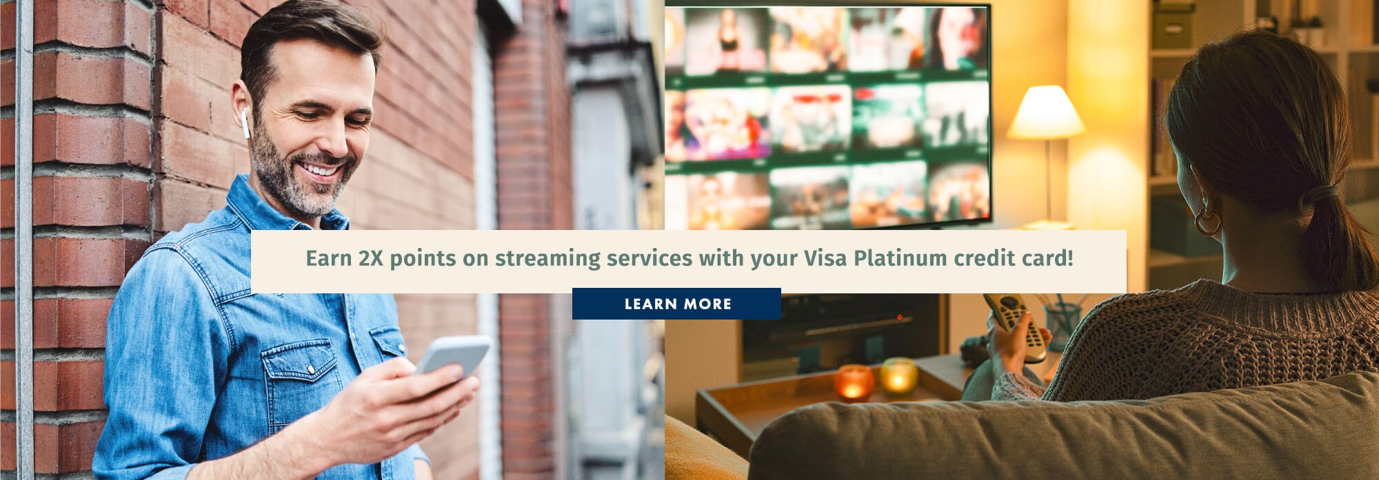 Earn 2X points on streaming services with your Visa Platinum credit card!