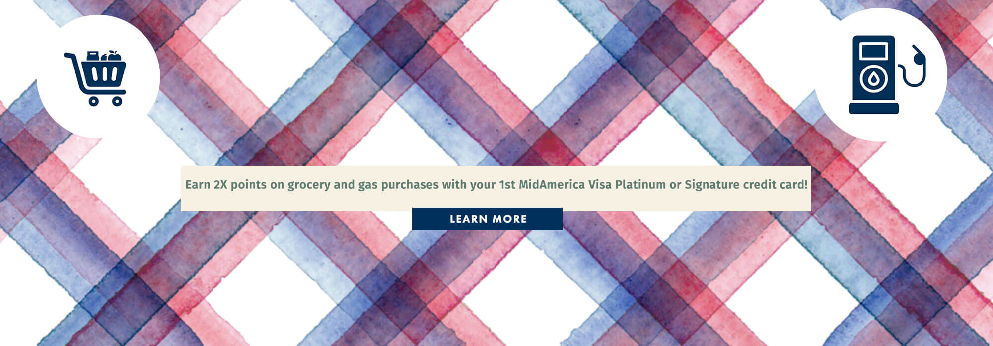 Earn 2X points on grocery and gas purchases with your 1st MidAmerica Visa Platinum or Signature credit card!