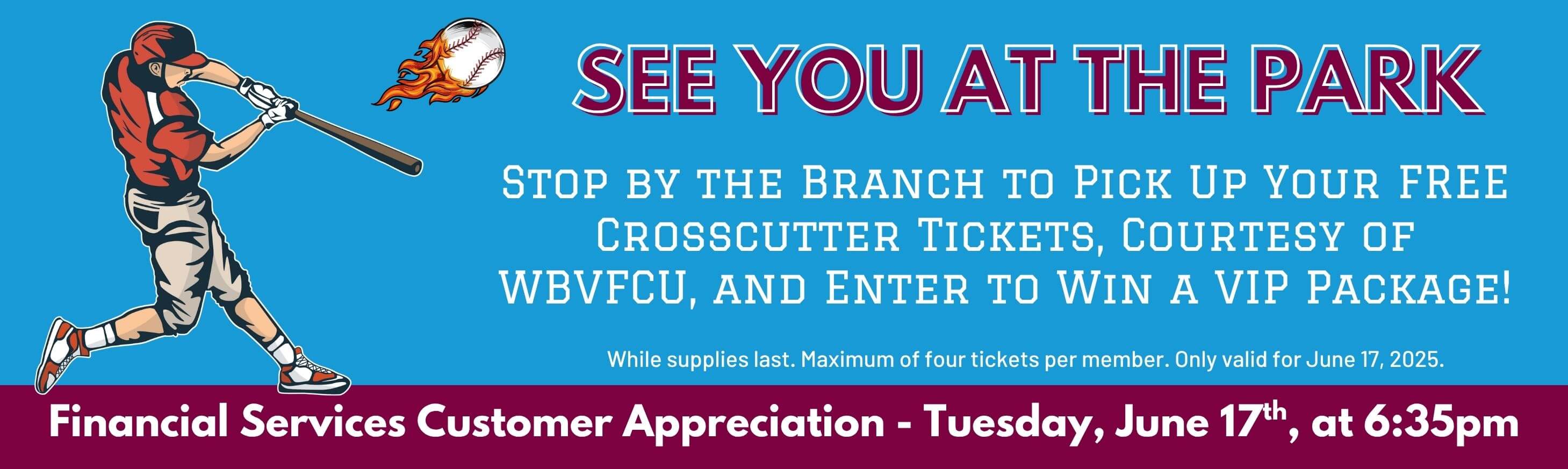 Free tickets to Crosscutters baseball game