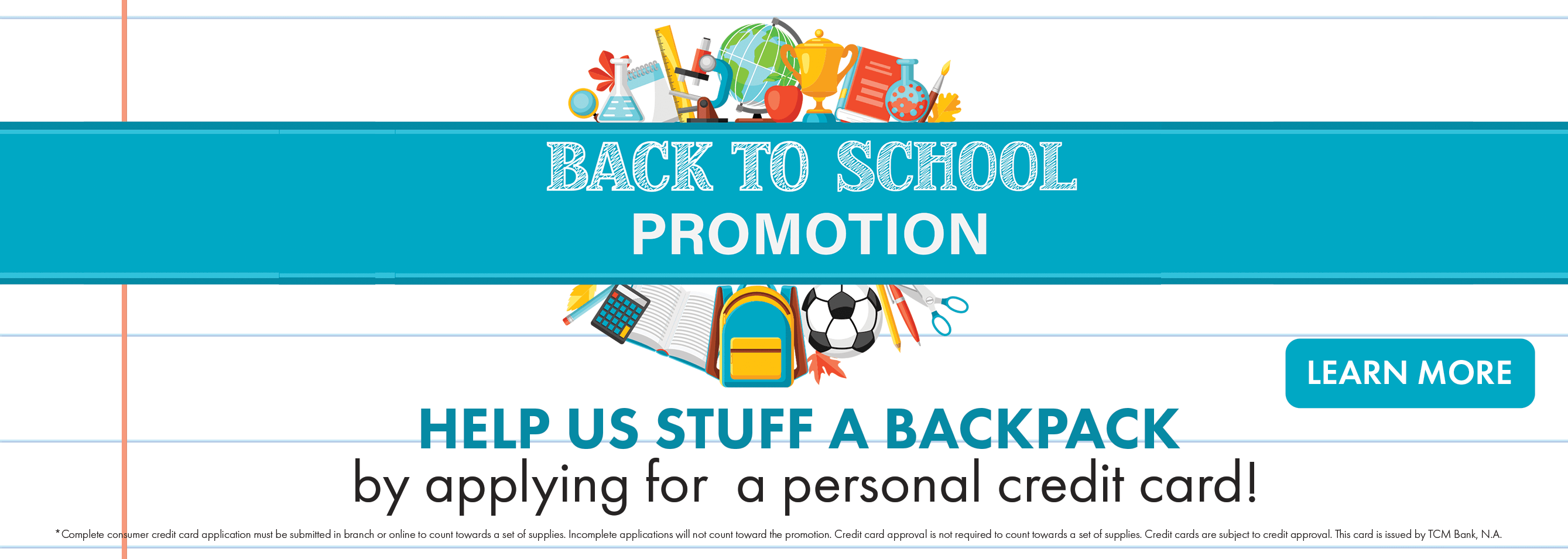 Apply for a personal credit card and we donate a backpack of school supplies