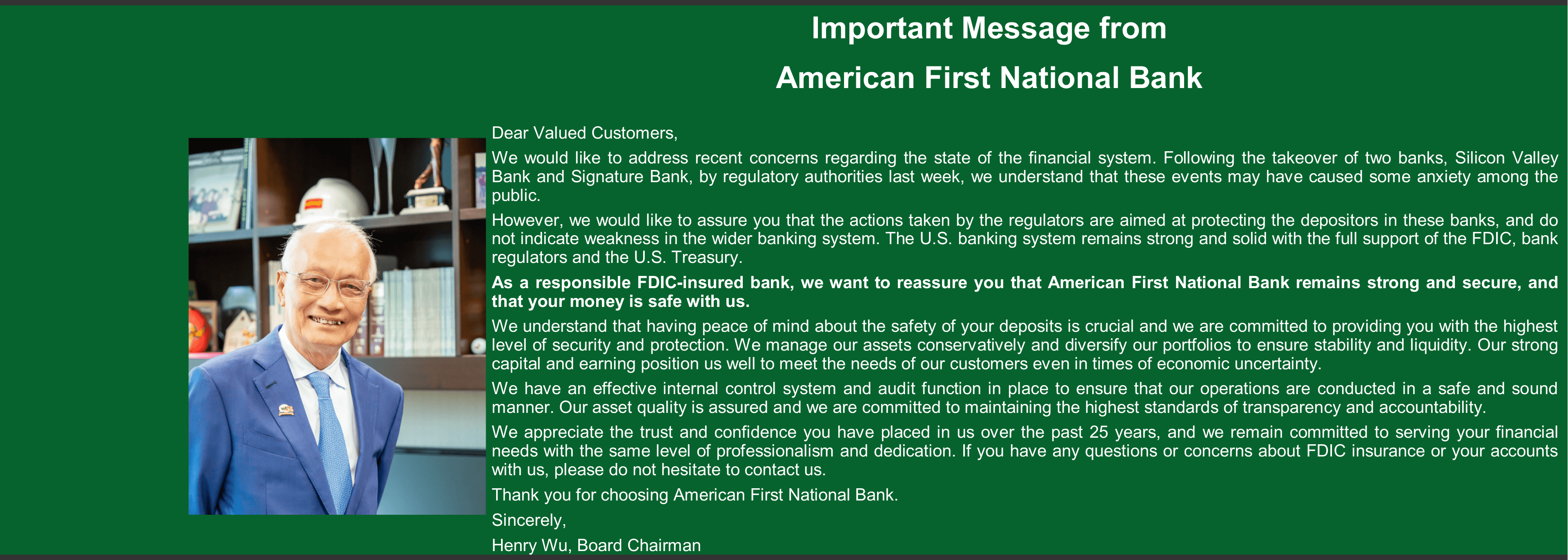 Message From The Chairman
