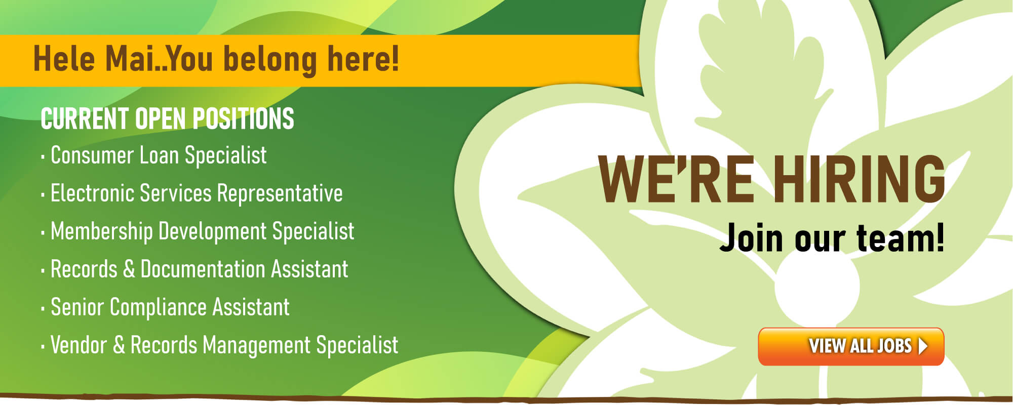 Looking for a career in the financial services industry?  We're hiring!  Click to view all available positions.