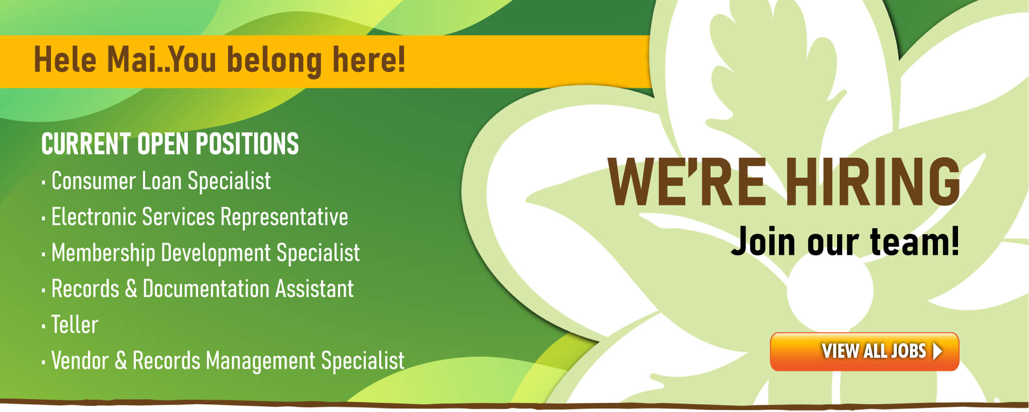 Looking for a career in the financial services industry?  We're hiring!  Click to view all available positions.