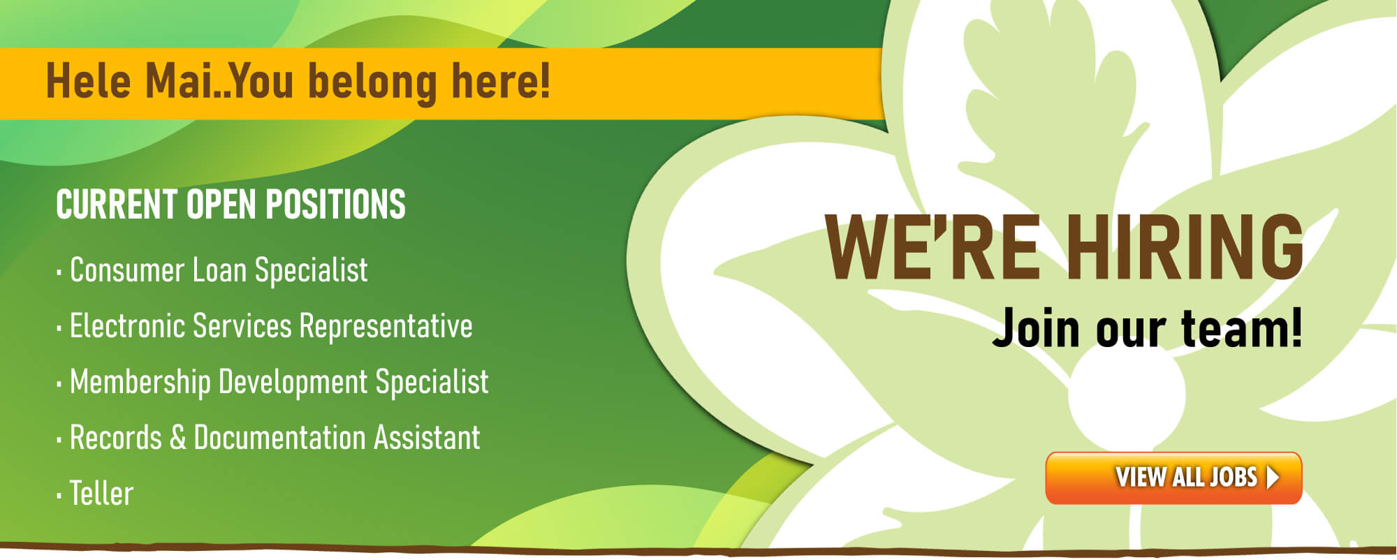 Looking for a career in the financial services industry?  We're hiring!  Click to view all available positions.