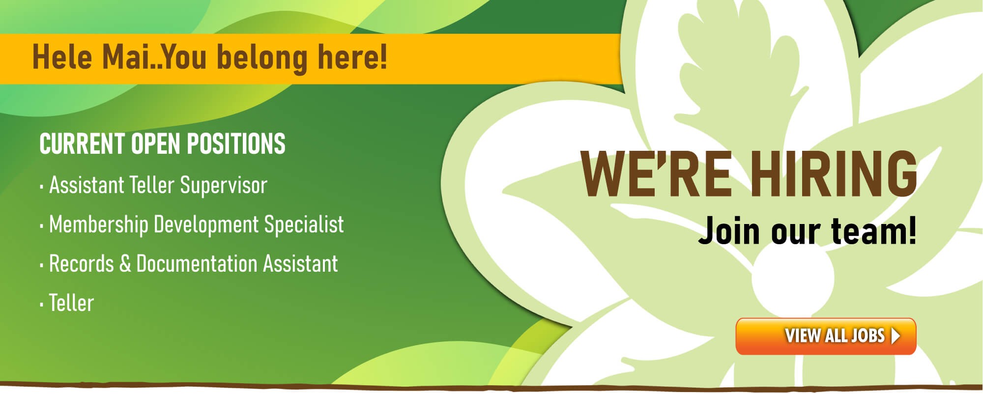 Looking for a career in the financial services industry?  We're hiring!  Click to view all available positions.