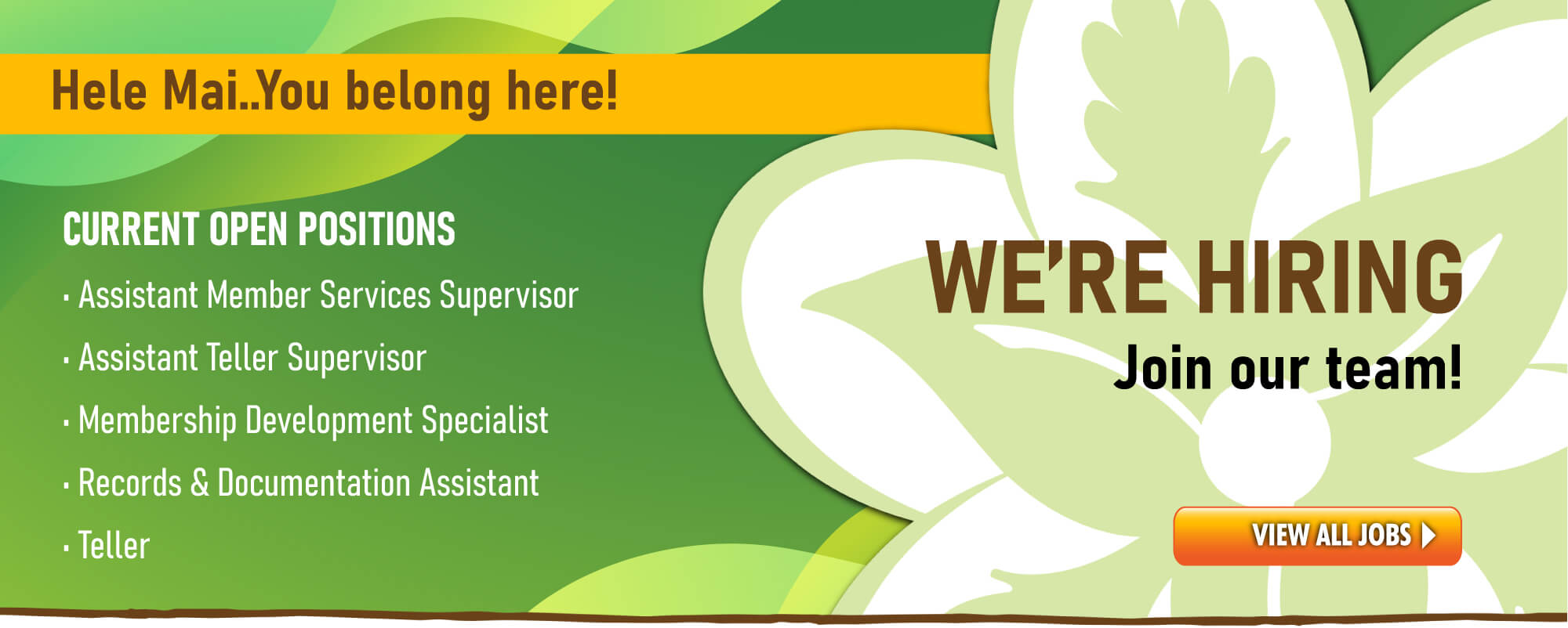 Looking for a career in the financial services industry?  We're hiring!  Click to view all available positions.