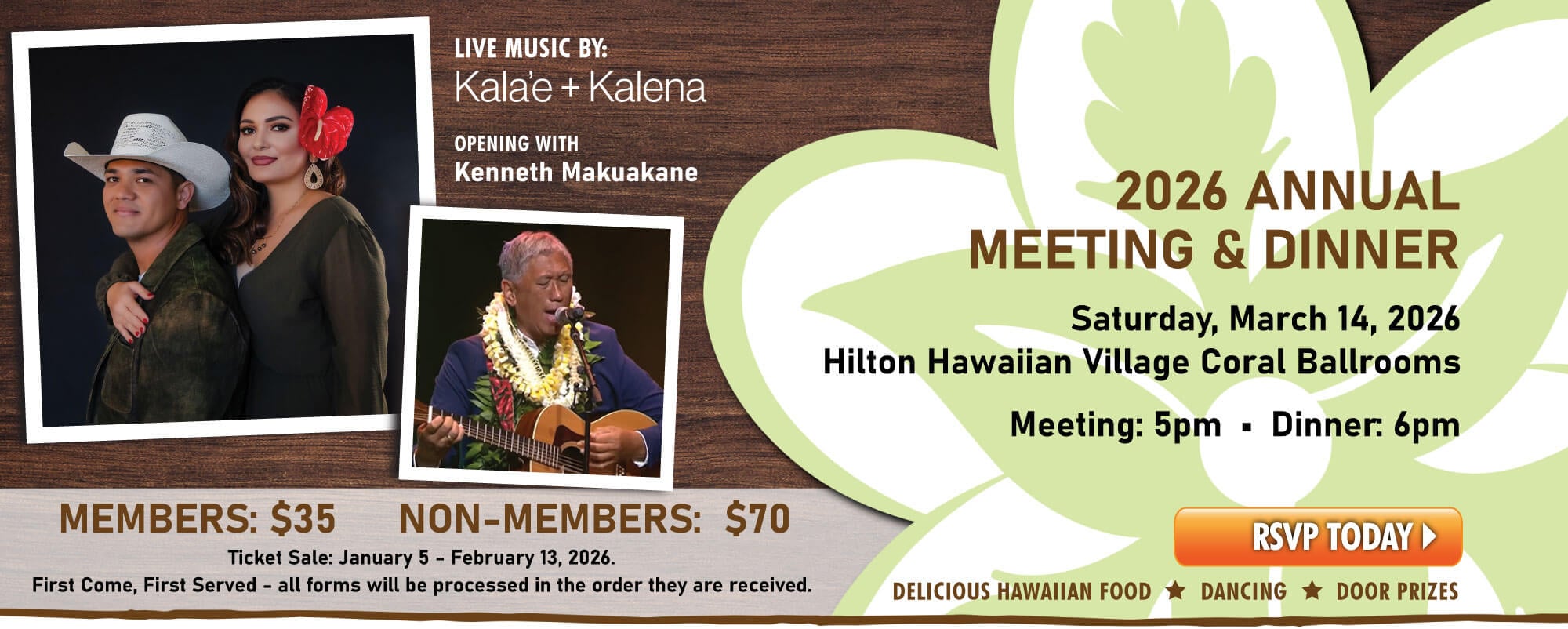 RSVP today for our 2026 Annual Meeting and Dinner on Saturday, March 14 at the Hilton Hawaiian Village Coral Ballrooms