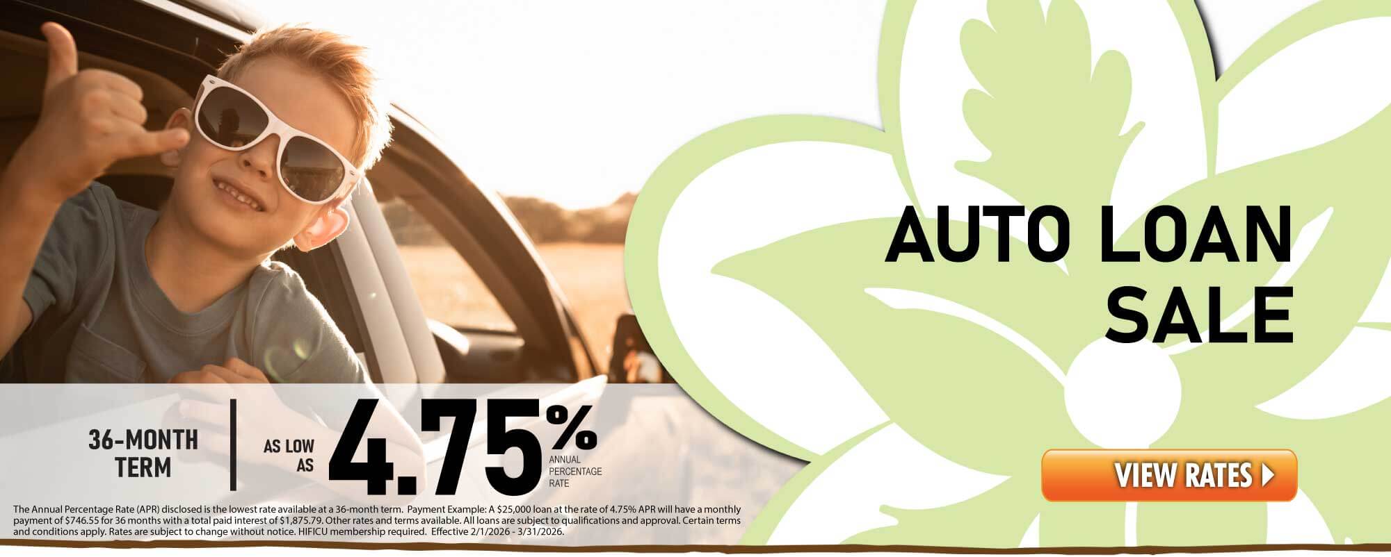 Purchase your next vehicle (new or used) with a HIFICU auto loan and get a discounted loan rate!