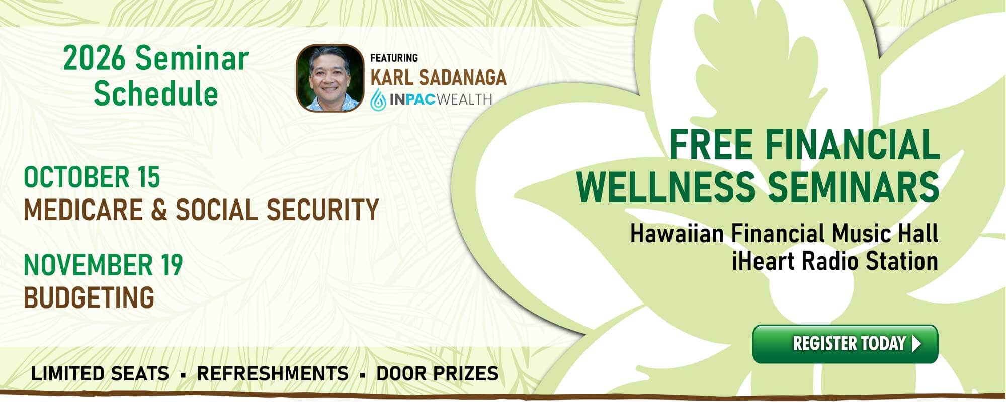 A promotional schedule banner titled 
