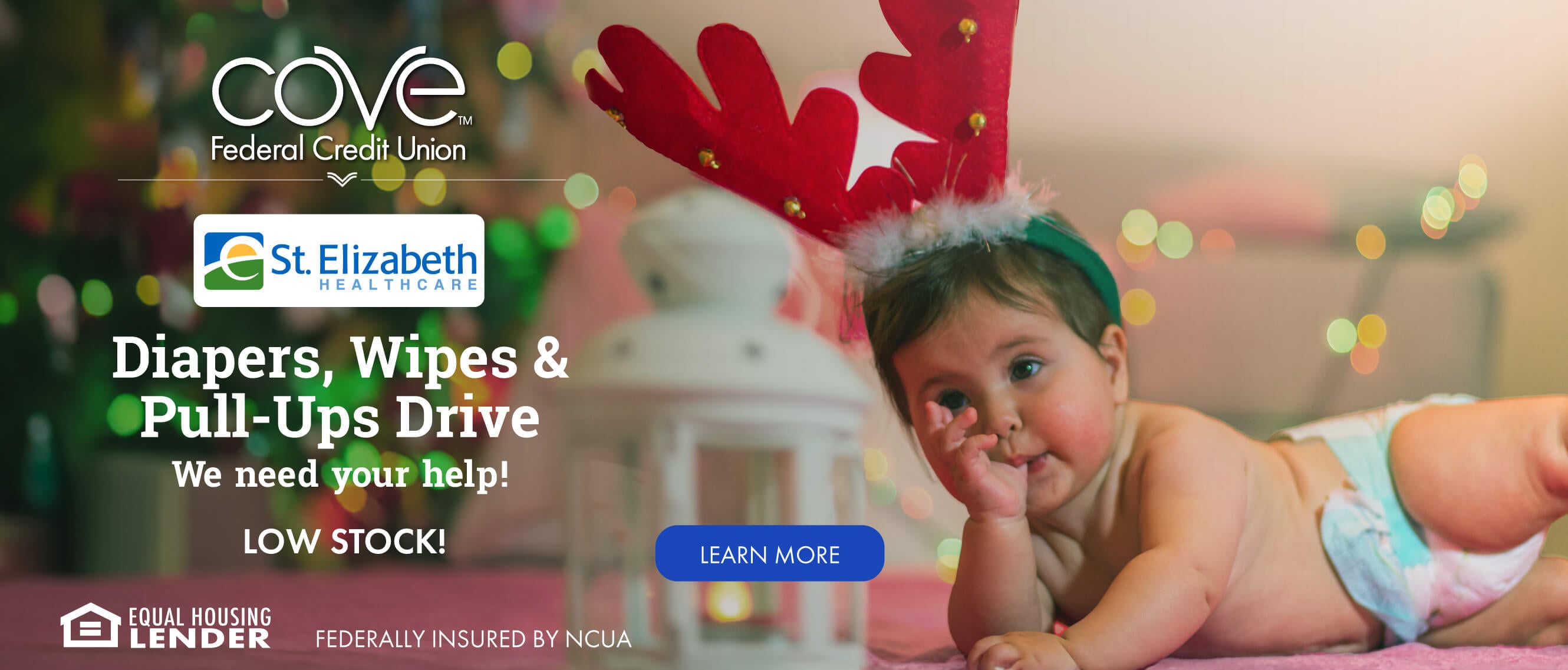 We are collecting diapers and wipes for the St. Elizabeth Baby Step Program