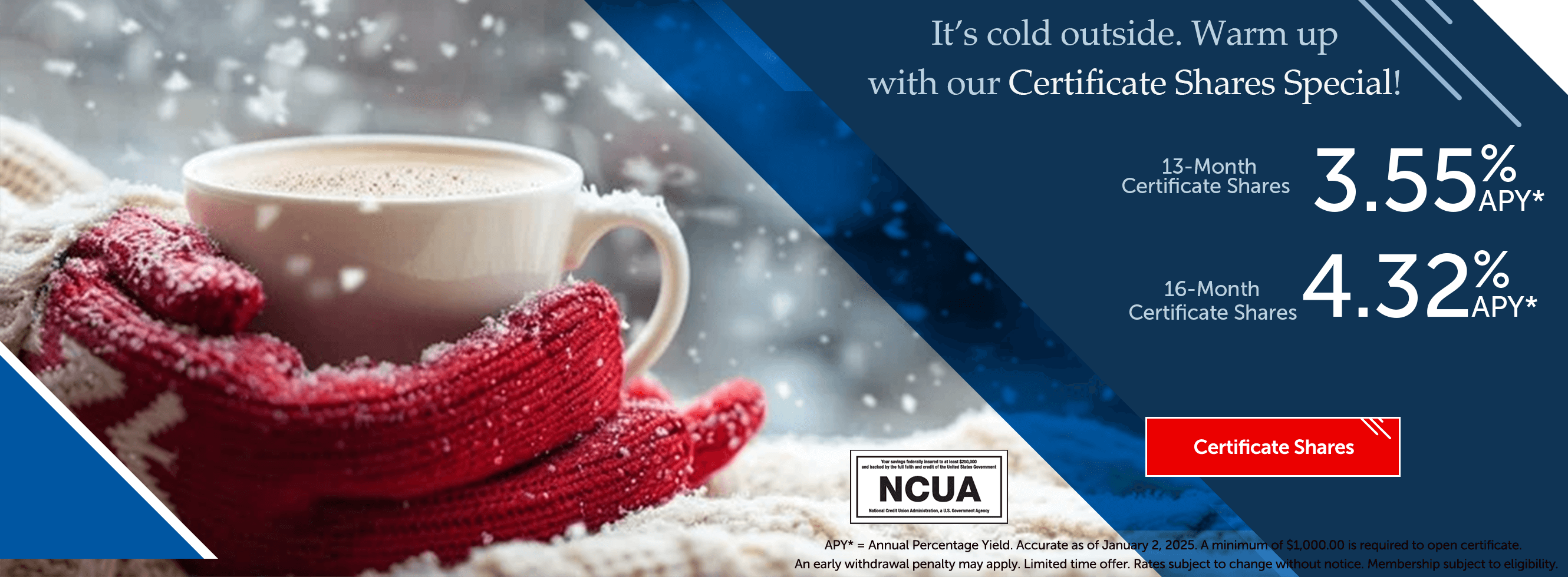 It's cold outside. Warm up with our Certificate Shares Special!