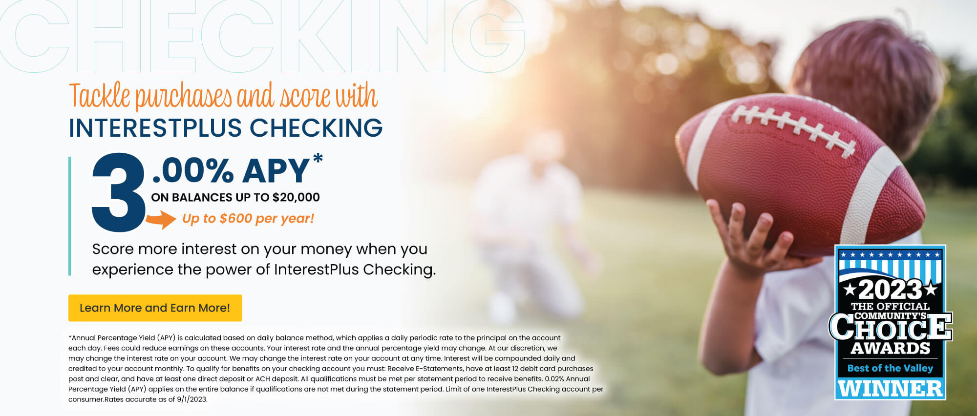 With InterestPlus Checking, score more interest when you #bankwithBLC. 3.00% APY on balances up to $20,000 InterestPlus Checking. That's up to $600 per year! Learn more and earn more!