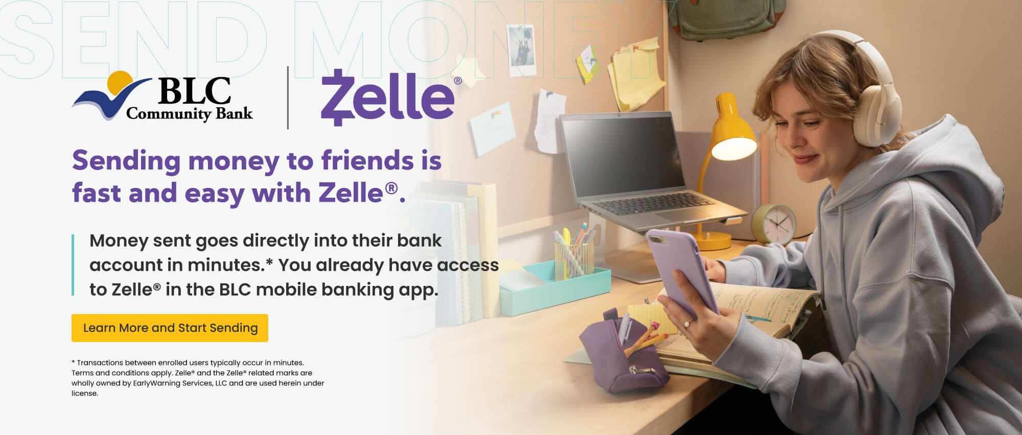 Sending money to friends is fast and easy with Zelle. Click here to learn more and start sending.