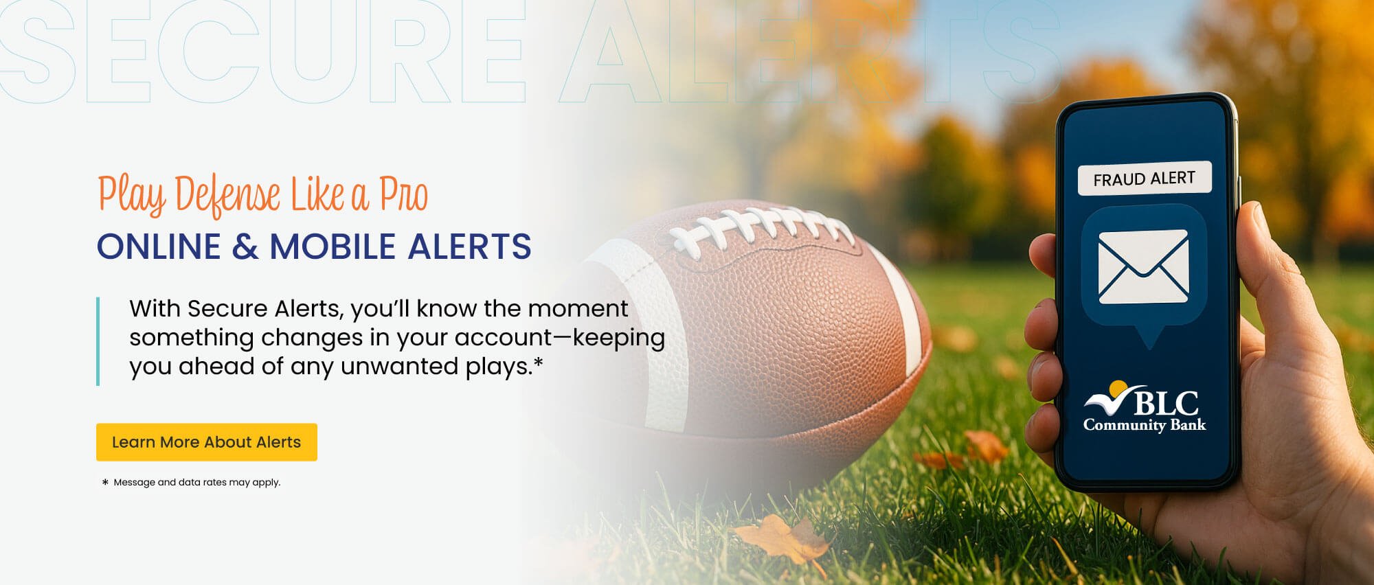 Know the moment something happens in your accounts with online and mobile banking alerts. 