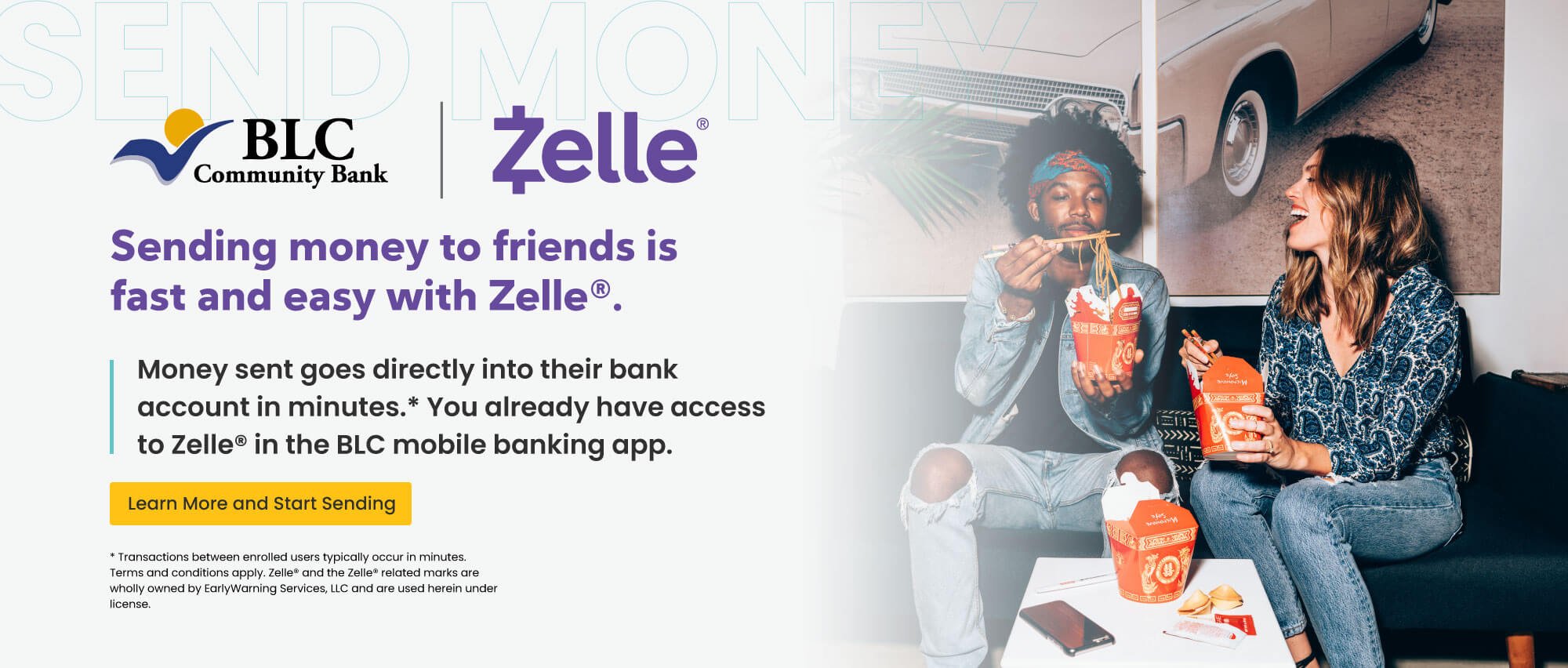 Sending money to friends is fast and easy with Zelle. Click here to learn more and start sending.