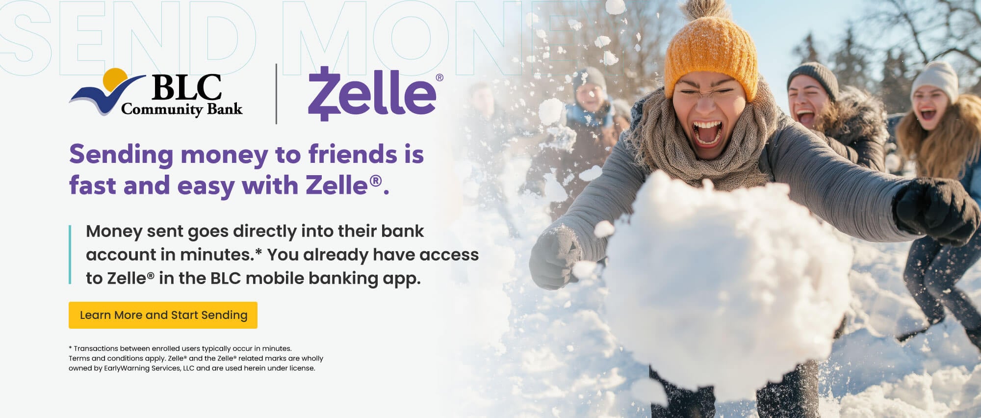 Sending money to friends is fast and easy with Zelle. Click here to learn more and start sending.