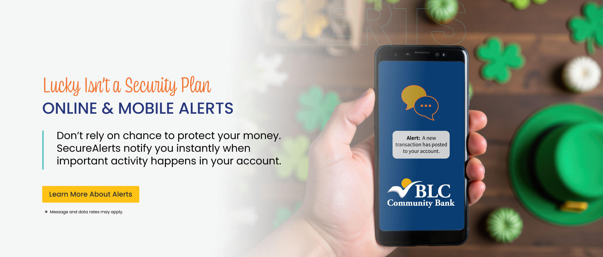 Know the moment something happens in your accounts with online and mobile banking alerts. 