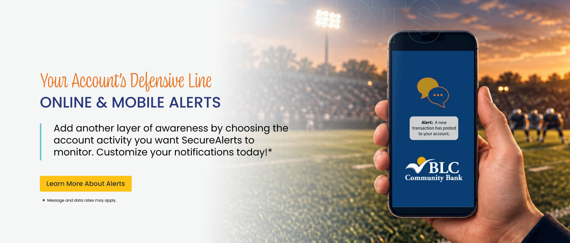 Know the moment something happens in your accounts with online and mobile banking alerts. 