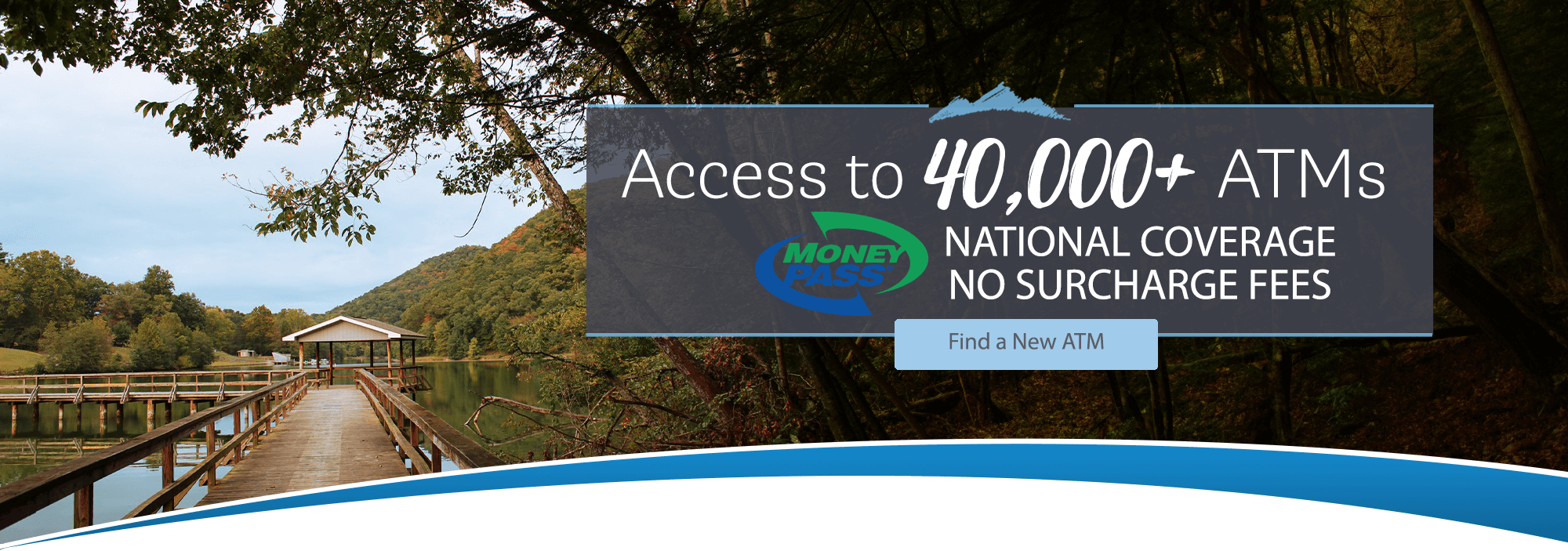 Money Pass. Access to 40,000+ ATMs. National coverage, no surcharge fees. Find a New ATM.