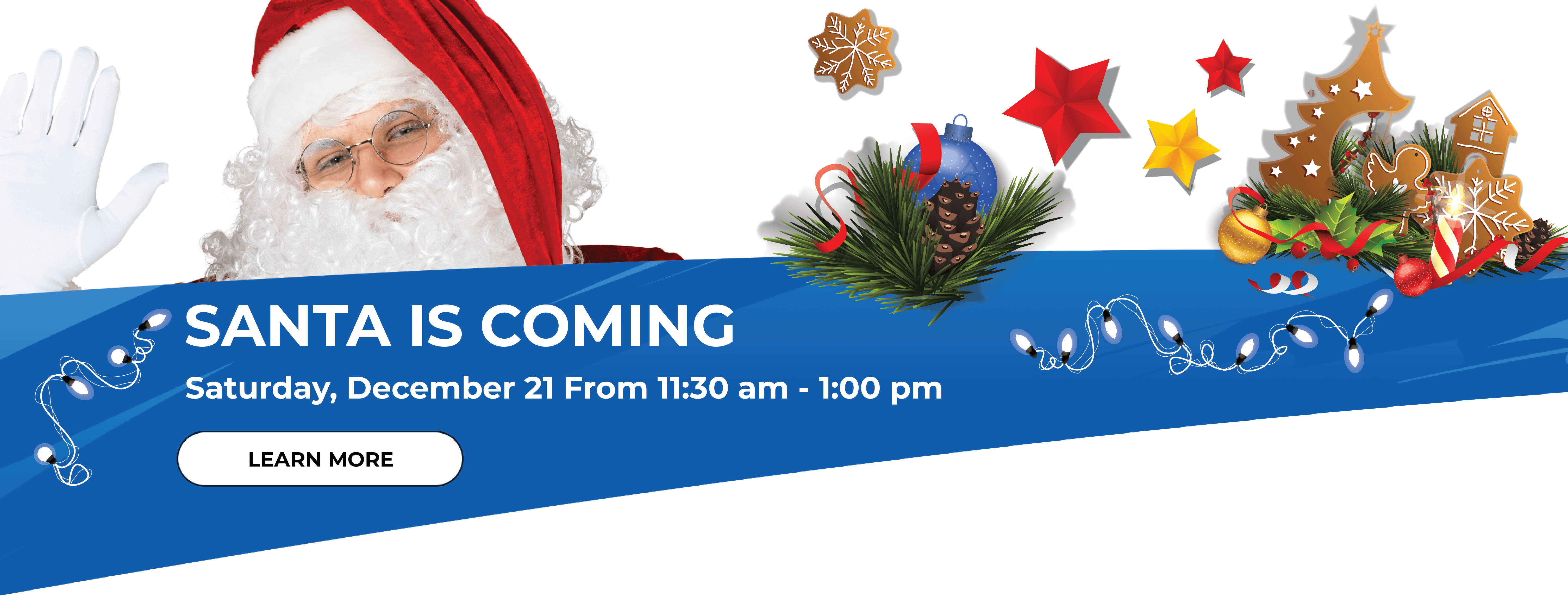 Santa is coming to the credit union Dec 21 from 11:30 am - 1:00 pm