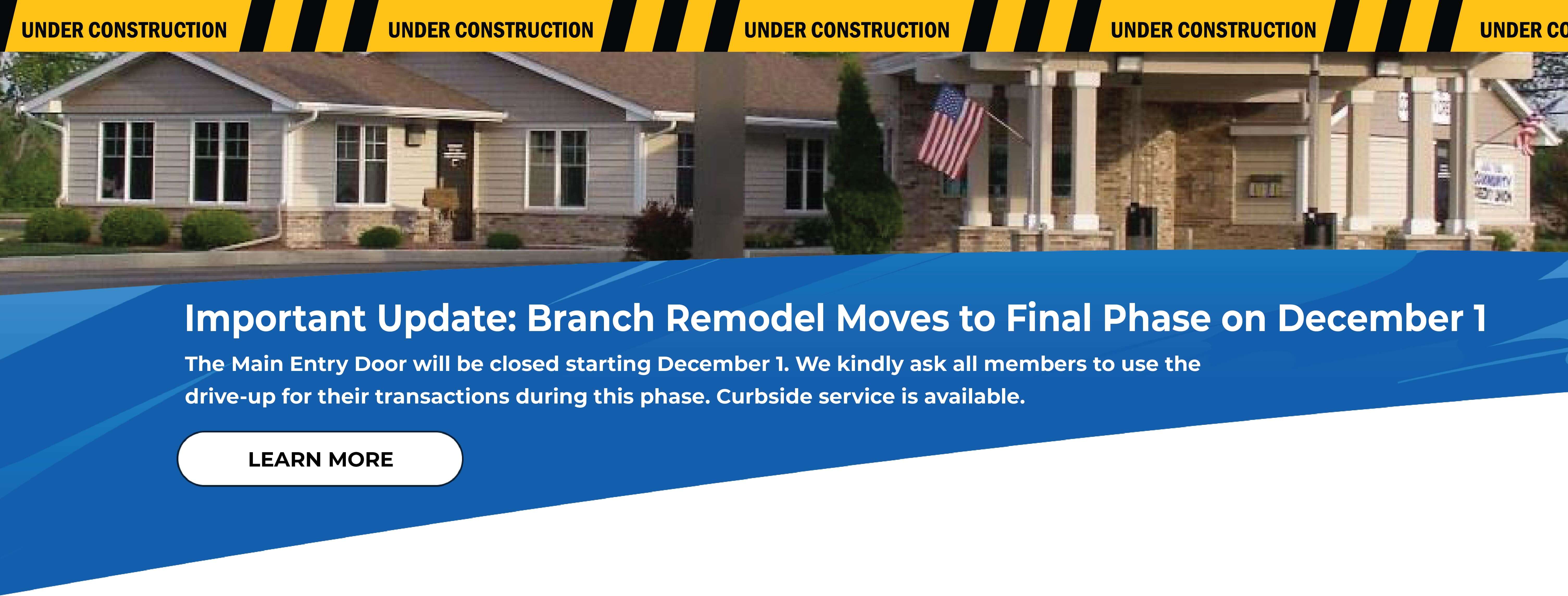 Final Construction Stage. Lobby will be closed starting Dec 1.