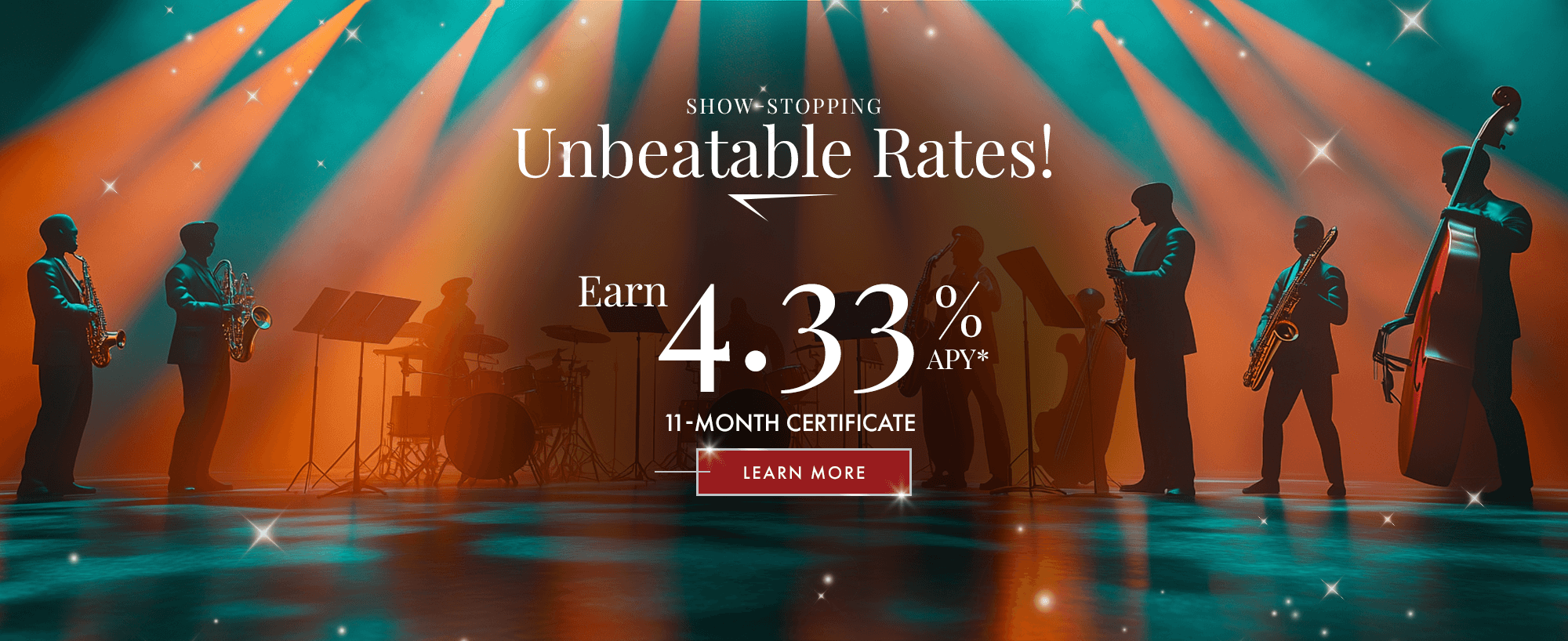 Show Stopping Unbeatable Rates! Earn 4.33% APY* With Our 11-month certificate