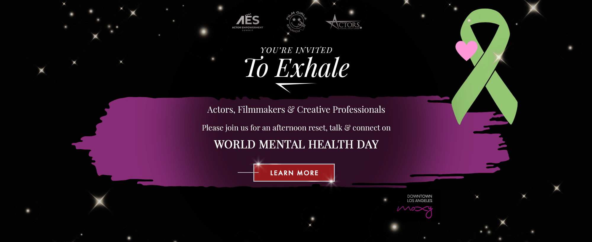 You're invited to exhale. Please join us for an afternoon reset, talk & connect on world metal health day. Learn More.